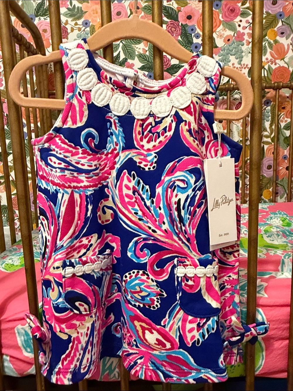 Lilly Pulitzer Navy, Pink & Aqua Paisley Tank Dress - Picture 4 of 7